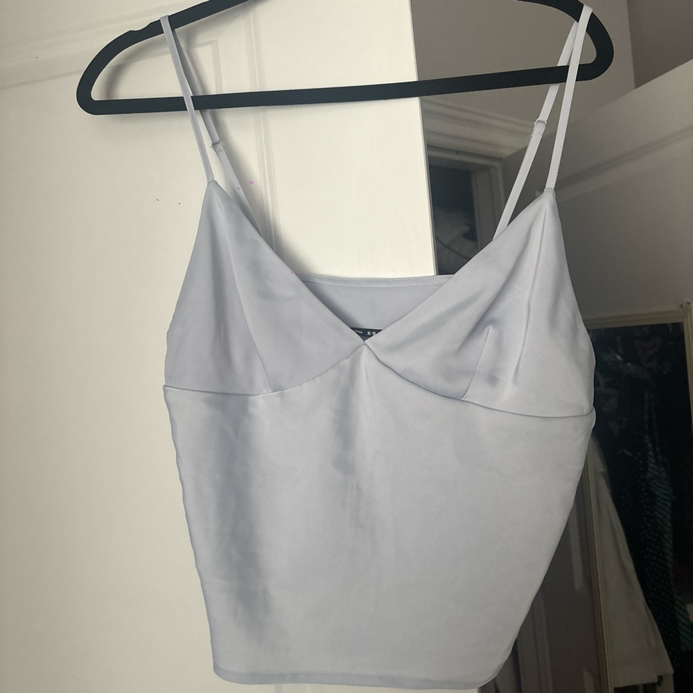 Light blue/gray silk top urban outfitters